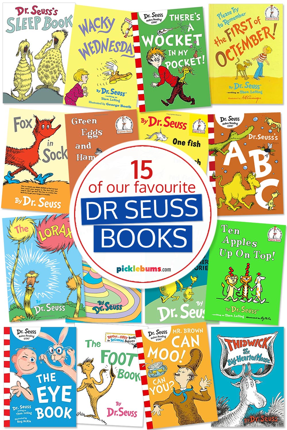 Collage of covers of Dr Seuss books