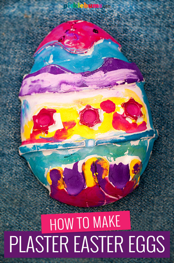 Plaster easter egg painted in bright colours by a child