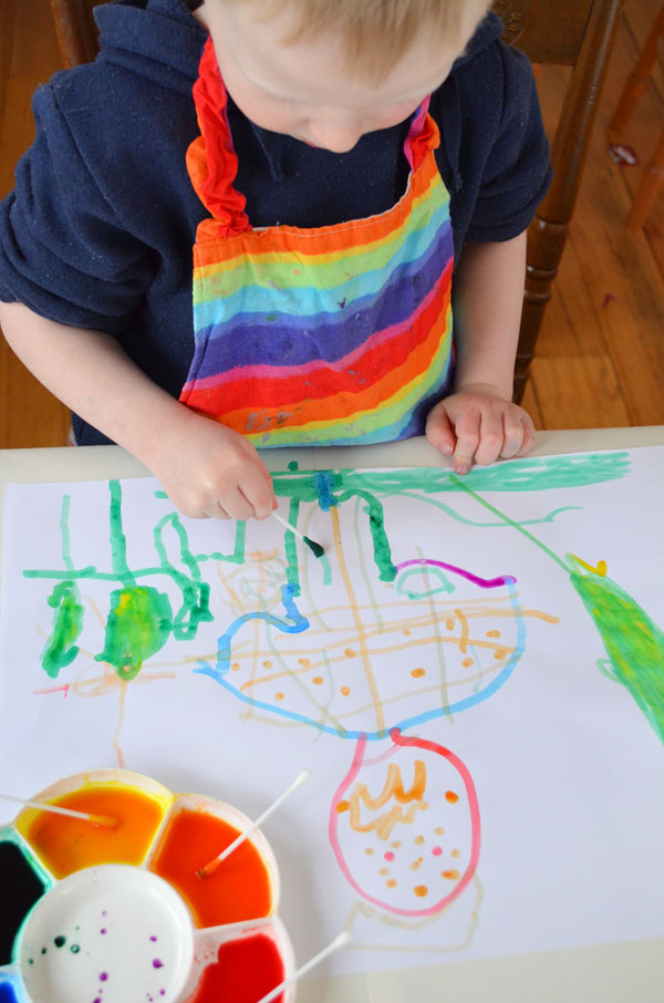 child painting with q-tips