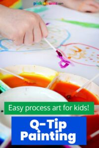 q-tip painting - child's hand painting with cotton swab