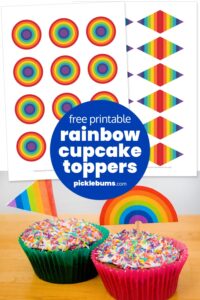 free printable rainbow cupcake toppers