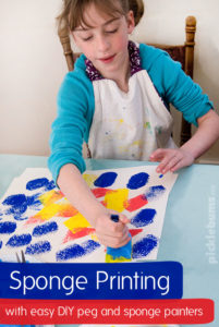 Sponge Printing - And easy art activity with DIY peg and sponge painters