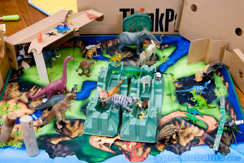 dinosaurs and packaging imaginative play