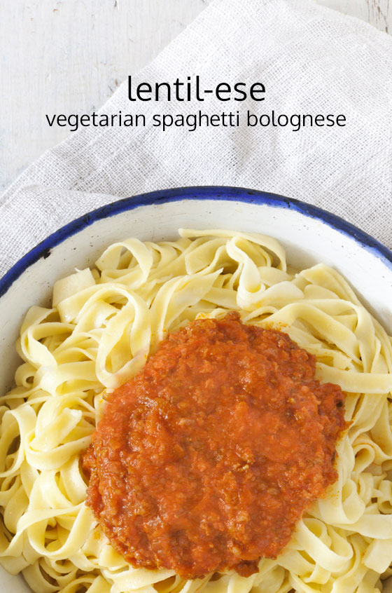 Lentil-ese - vegetarian spaghetti bolognese. You won't believe this easy sauce has no meat in it!