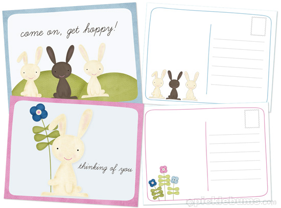 Send snail mail this Easter with these Easter bunny Easter Postcard