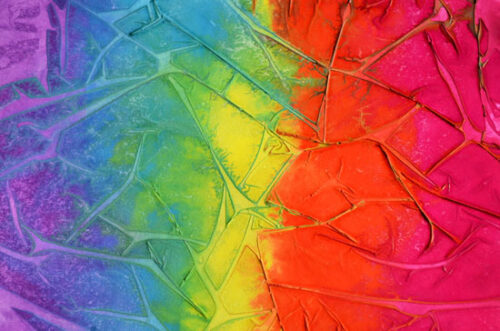 water colours and cling wrap