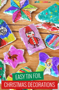foil christmas decorations made by children