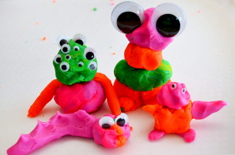 playdough and googly eye monsters