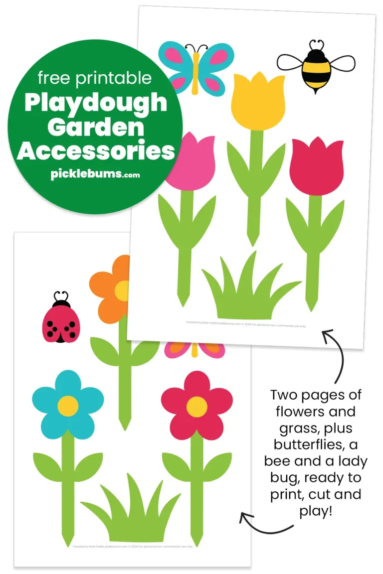 free printable playdough garden accessories