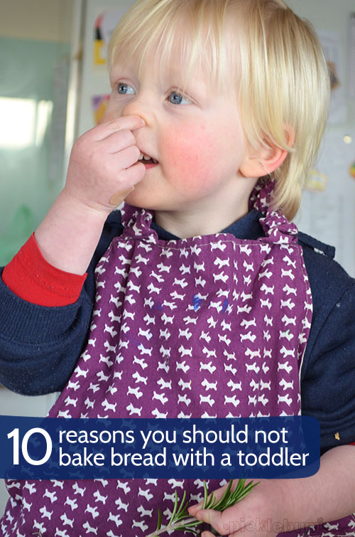 Ten reasons you should never bake bread with a toddler - plus a herby bread stick recipe and Mr Muscle Touch Up review and giveaway