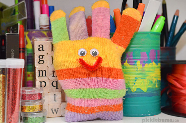 monster soft toy made from glove