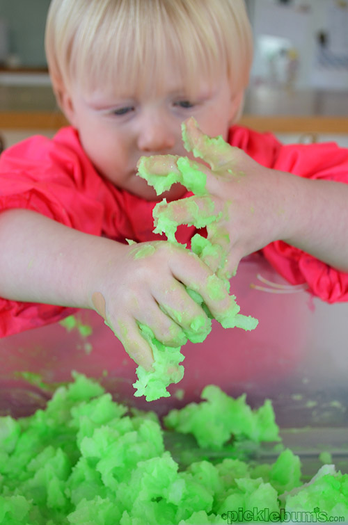 Sludge! - super sensory play with cooked cornstarch and water!