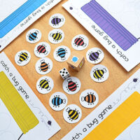 Catch a Bug! Free printable game from picklebums.com Learn colours and counting with options for all ages.