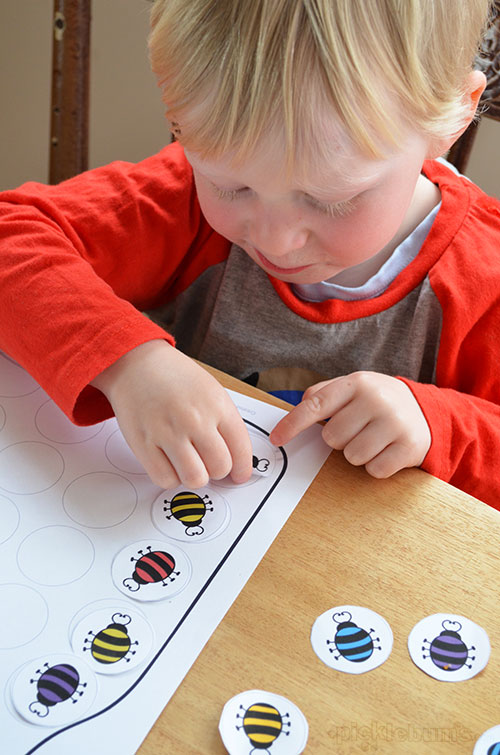 Catch a Bug! Free printable game from picklebums.com  Learn colours and counting with options for all ages.
