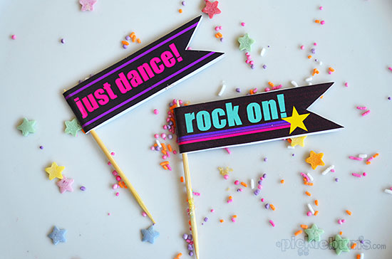 Dance Party! Free printable cupcake flags