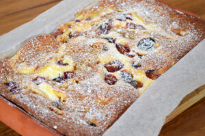 Plum and Rhubarb Cake