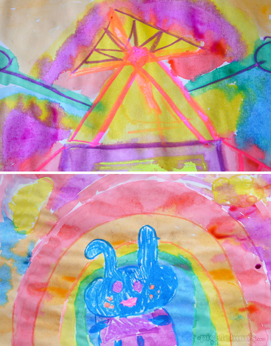 crayon resist art -  a magical and easy art activity