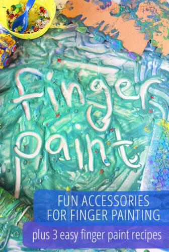 Fun accessories to add to finger painting - plus three easy finger paint recipes.