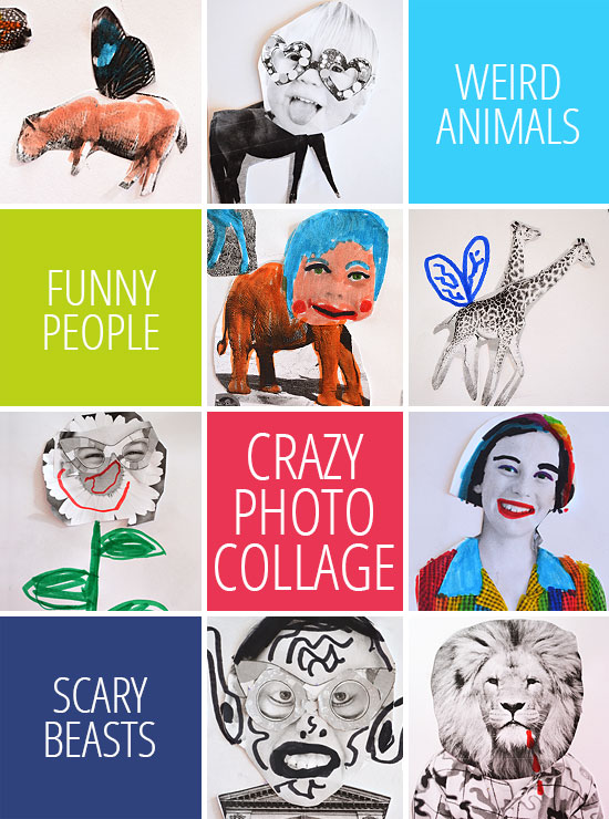Crazy Photo Collages - create all kinds of crazy creations with this simple collage activity. Free printable to get you started! 
