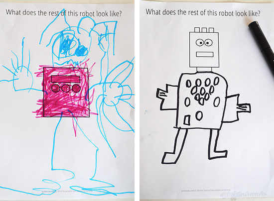 Robot Drawing Prompts - free printable 