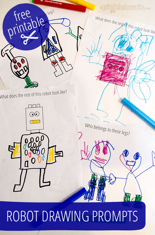Robot Drawing Prompts - free printable 