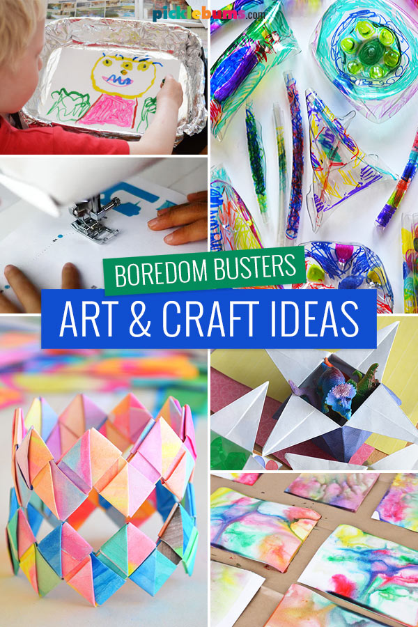 collage of art and craft ideas for boredom busters