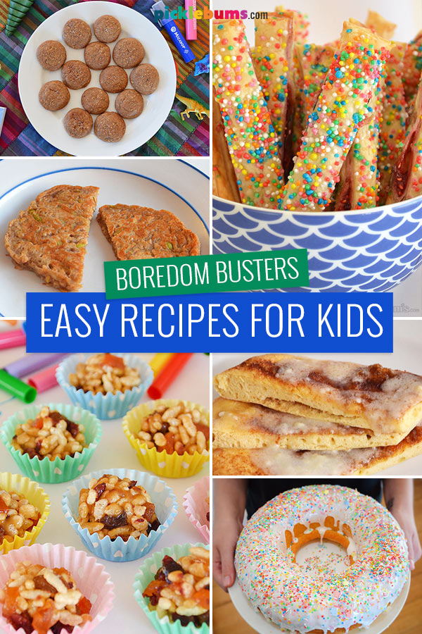 collage of photos of easy recipes kids can make