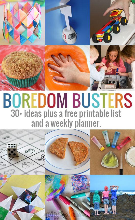 30+ Boredom Buster Ideas for the Holidays - plus a free printable boredom buster list and a weekly planner
