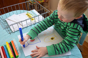 Setting up a drawing basket for lots of drawing and pre-writing fun!