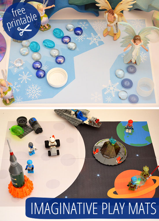 Free Printable Imaginative Play Mats - Frozen Land and Space Land!