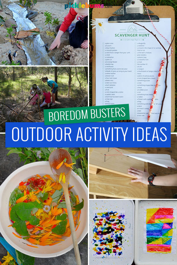 collage of 6 photos of outdoor activities for kids