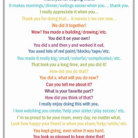 Printable poster of 25 prhases to say to encourage kids