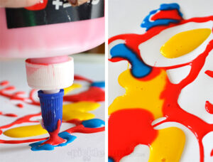 Exploring and Creating with Coloured Glue - an easy art activity