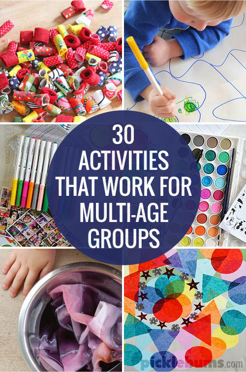 6 photos of activities that work for multi aged groups of kids