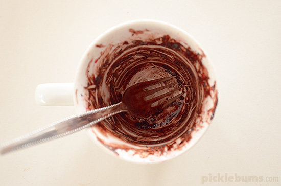 Chocolate Mug Pudding - 3 ingredients, gluten free, and easy enough that the kids can cook it all themselves! 