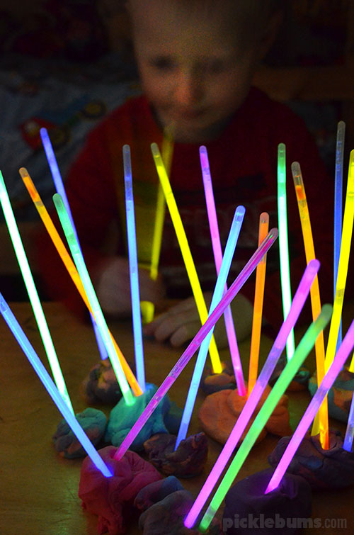 Glow Stick Play Dough - when you need a  quick activity to make your child smile