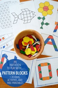A simple invitation to play with pattern blocks - plus lots of ideas, activities and resources for pattern block play