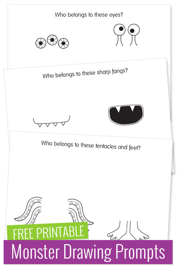 free printable monster drawing prompts