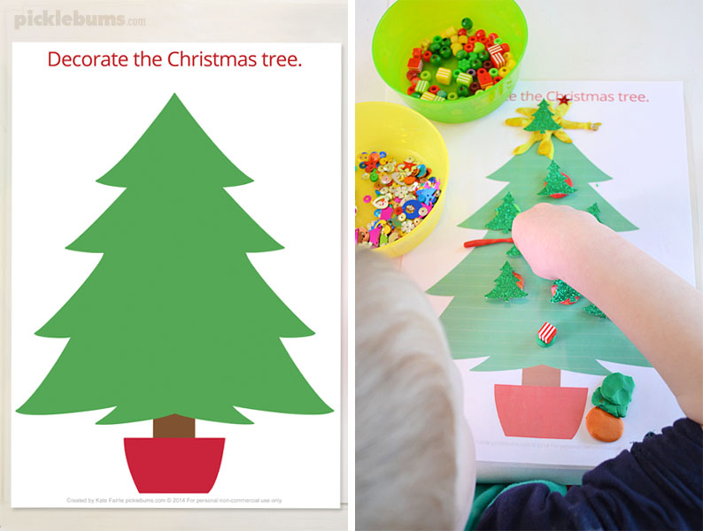 Free Printable Christmas Play Dough Mats - Decorate the Christmas Tree