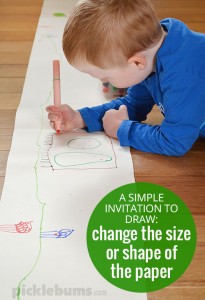 An easy drawing activity - Simply changing the shape or size of the paper can encourage new creativity and imagination