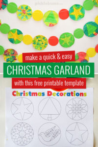 Sewn paper Christmas garland and printable template