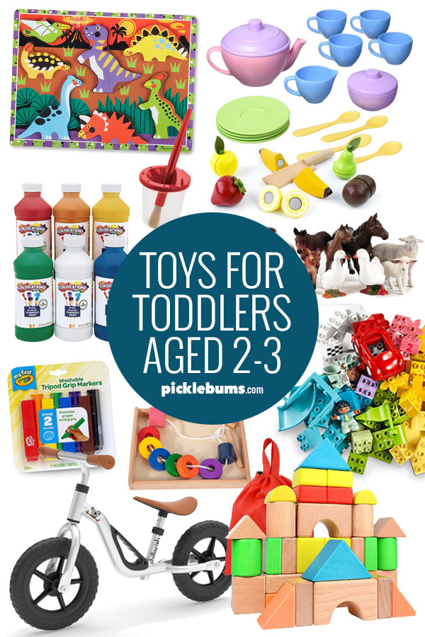 collage of images of toys for 2-3 year olds