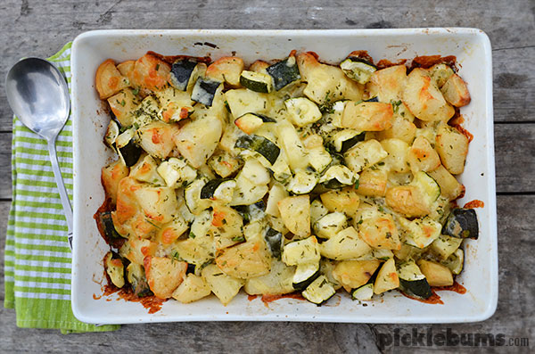 Easy cheesy potato and zucchini bake - a quick and easy, family-friendly,  side dis