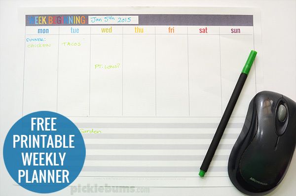 Get organised in 2015 with this free printable weekly planner