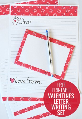 Free printable Valentines writing paper set for kids.