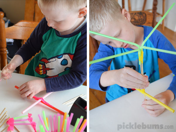 Straw and Stick Constructions - what can you build from straws, sticks and tape?