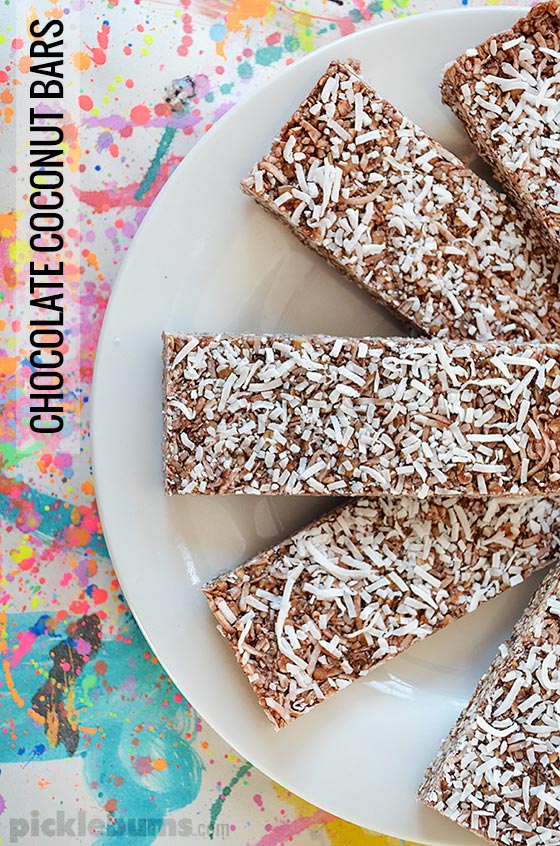 Chocolate Coconut Bars - easy to make, wheat-free, nut-free and refined sugar-free and really really yum!
