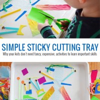 Try this simple sticky cutting tray invitation to play and find out why your kids don't need fancy or expensive activities to learn important skills