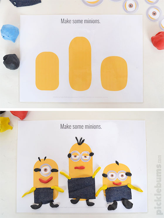 Make a Minion! Free Printable Minion Play Dough Mats