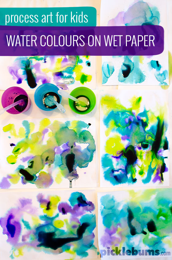 Water Colours on Wet Paper - this is true process art for kids, it is all about exploring and experimenting! 